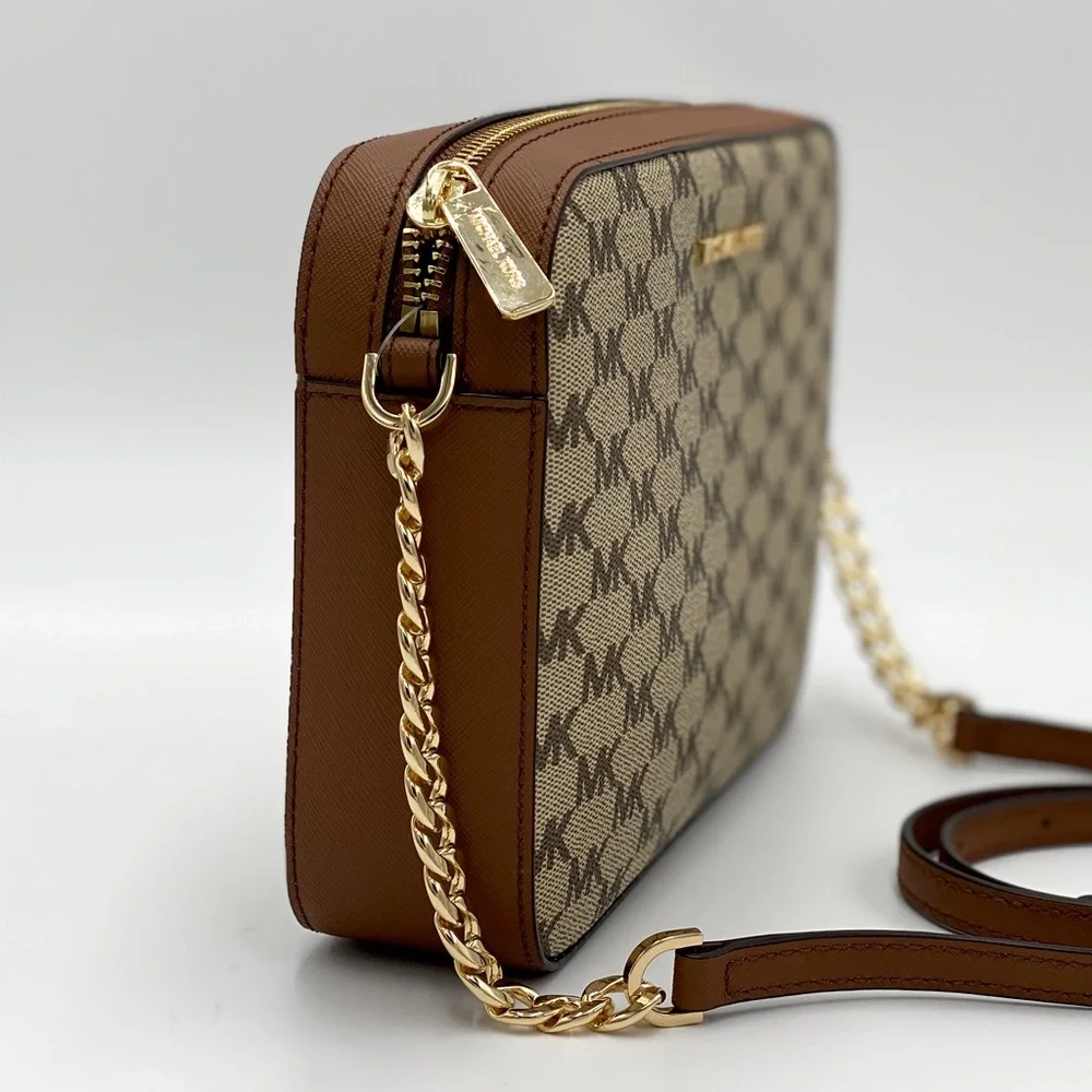 MICHAEL KORS LARGE EW CROSSBODY NAT/ LUGGAGE - Picture 7 of 16